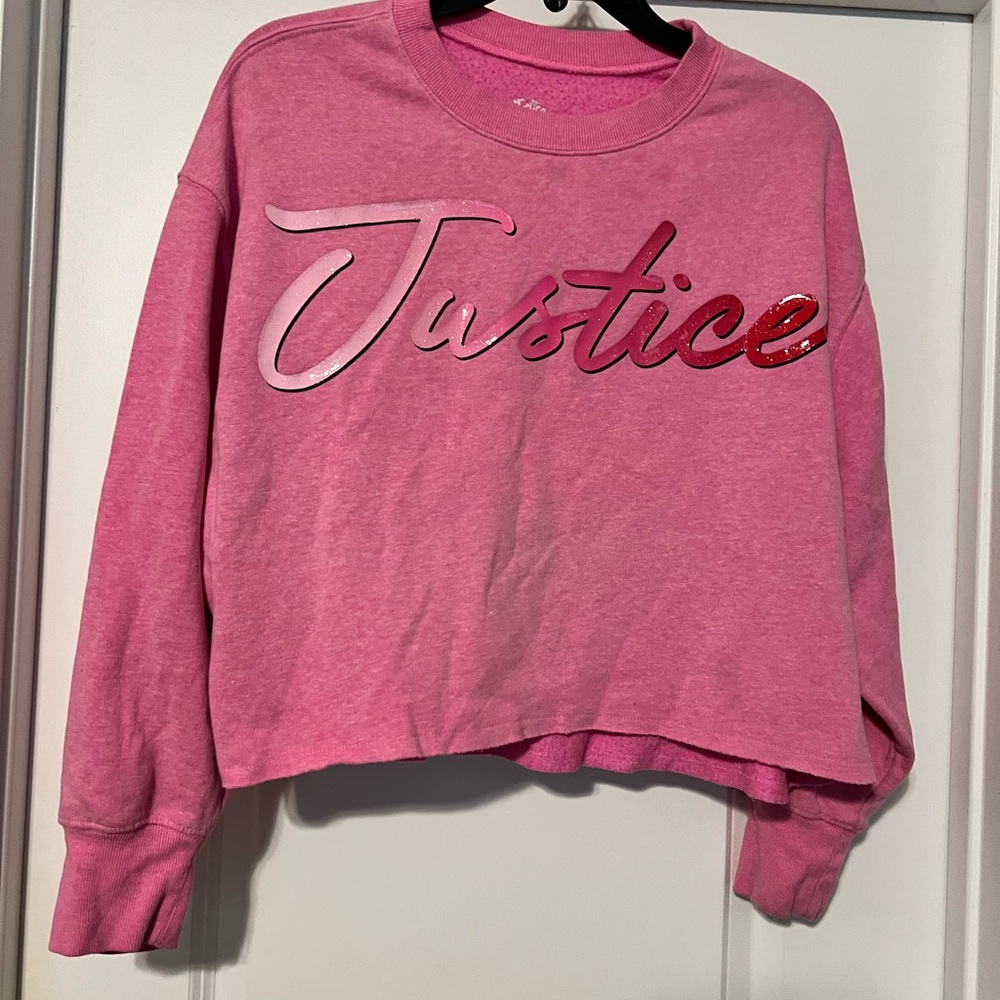 Pink Justice Cropped Sweatshirt for girls size large in EUC